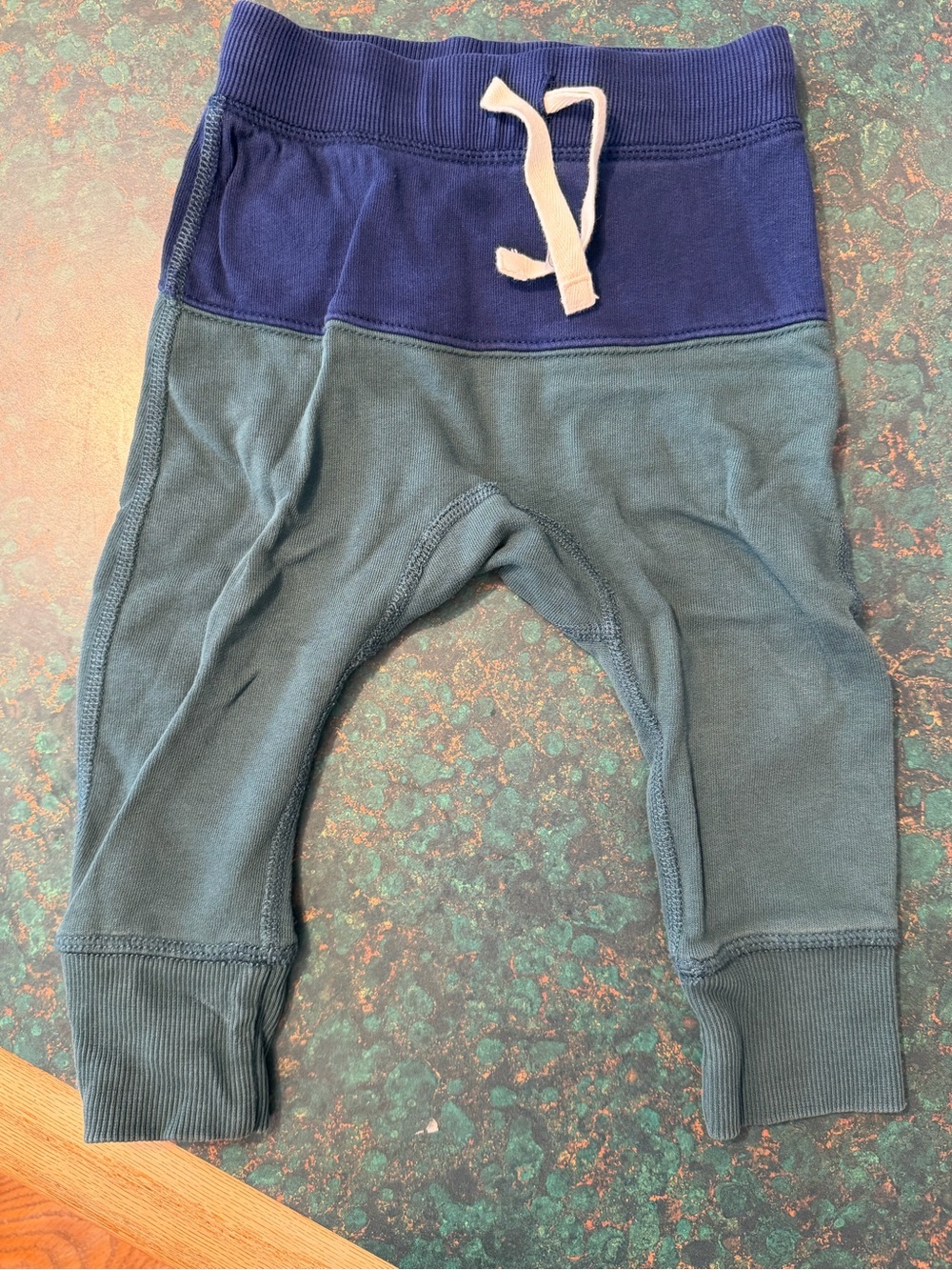 Kids Two-Tone Navy and Teal Pull-On Jogger Bottoms